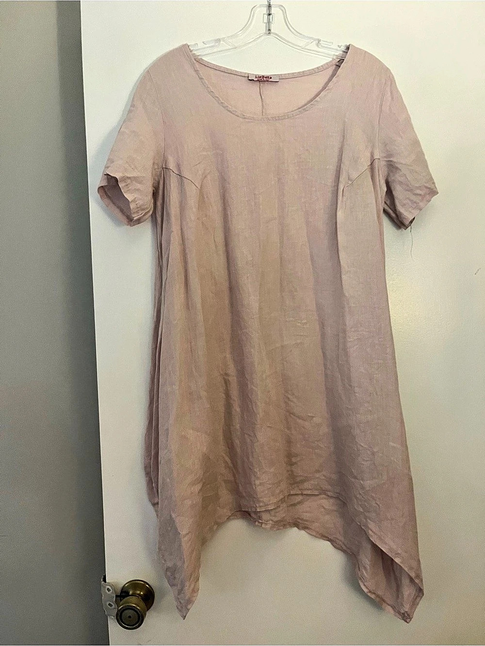 LiaBella Asymmetrical Short Sleeve Tunic in Pink, medium